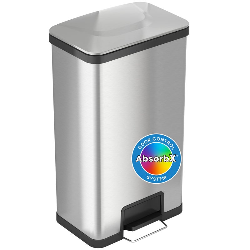 iTouchless Airstep 18 Gallon Step Pedal Kitchen Trash Can with Odor Filter 68 Liter Commercial Grade Stainless Steel ExtraCapacity Recycle Bin for Home and Office Silent Lid Open and Close