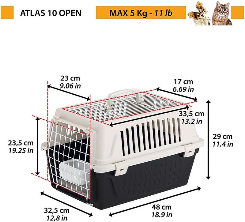 Ferplast Cat Carrier Small Dog Carrier, Double Opening, Secure, Practical, Easy to Clean, Durable Pet Travel Box up to 5 Kg, Includes Cushion, 48 x 32.5 x h 29 cm. - Image 2