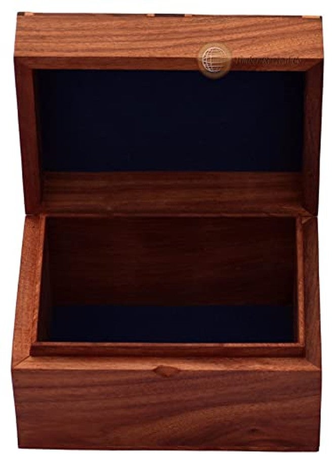 Timber Revival Co Handmade Wooden beautifully inlaid Union Jack design Indian rosewood/Sheesham wood Jewelry Box 8x6x4.5 inches - Image 4