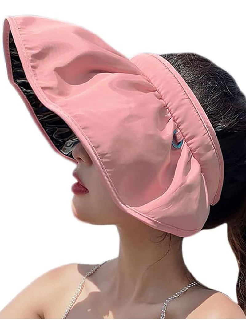 Sun Hat, Sun Hats for Women, Women's Solar Hat UPF50+ Ultraviolet Sun Sunscreen Sun Hat, Adjustable Size Covered Face Empty-Top Sun Hat Outdoor Activities, Pink - Image 1