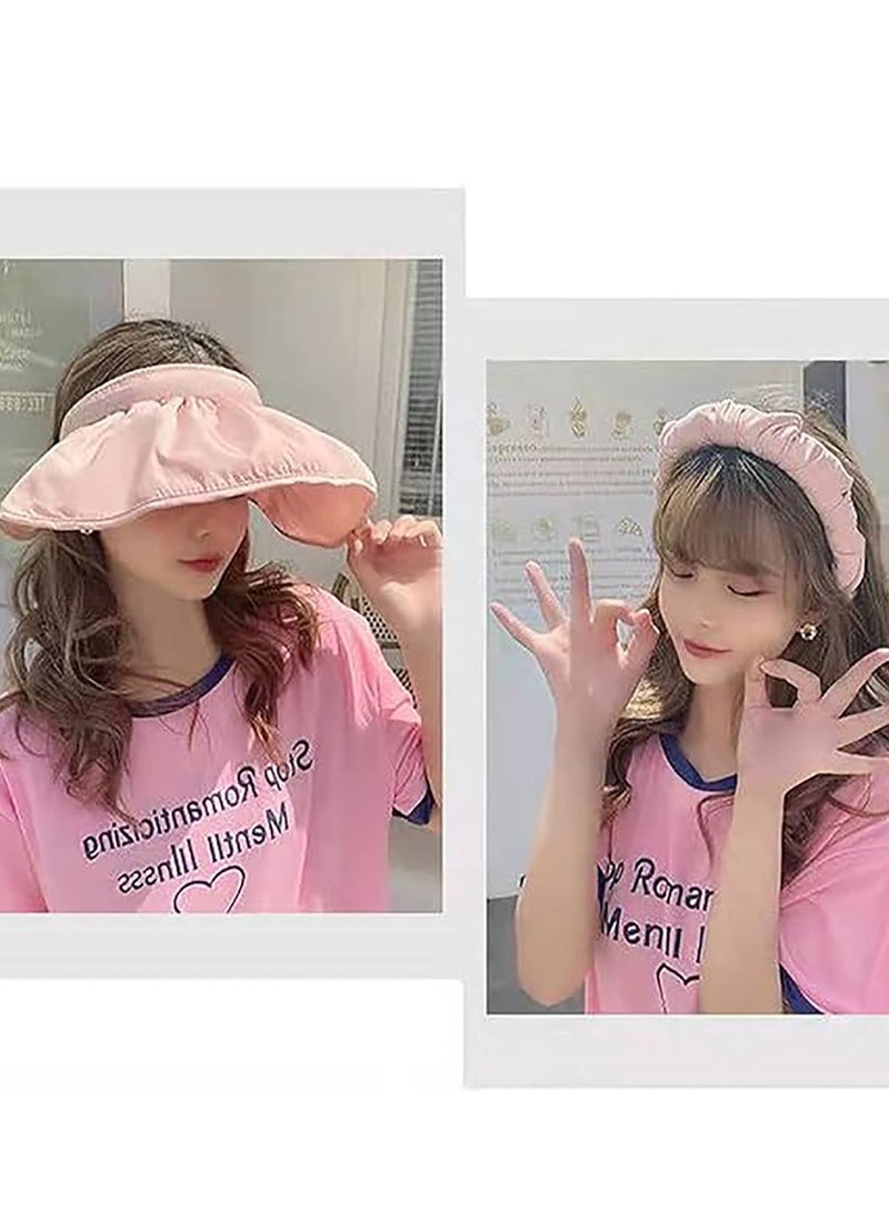 Sun Hat, Sun Hats for Women, Women's Solar Hat UPF50+ Ultraviolet Sun Sunscreen Sun Hat, Adjustable Size Covered Face Empty-Top Sun Hat Outdoor Activities, Pink - Image 3