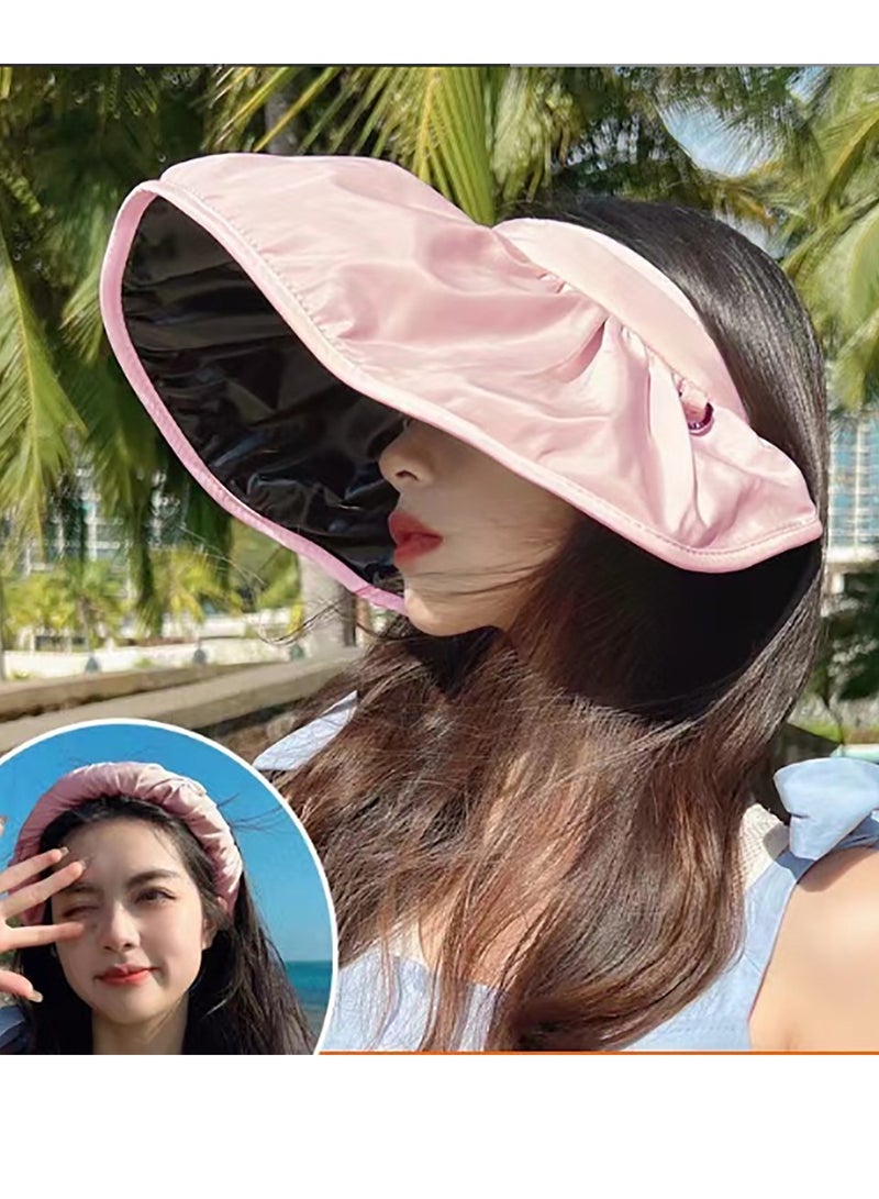 Sun Hat, Sun Hats for Women, Women's Solar Hat UPF50+ Ultraviolet Sun Sunscreen Sun Hat, Adjustable Size Covered Face Empty-Top Sun Hat Outdoor Activities, Pink - Image 2