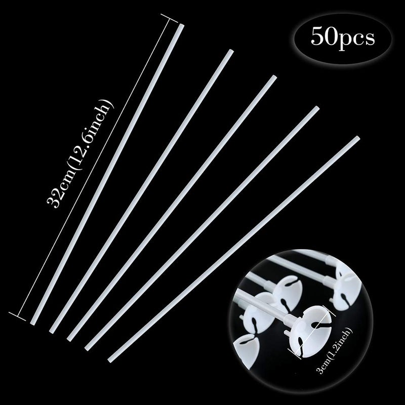 PP OPOUNT 50 Pieces Balloon Sticks Upgraded Version 12.6 Inch White Balloon Sticks Holders with Cups for Christmas Decoration, Wedding, Party, Holidays, Anniversary Decor - Image 2