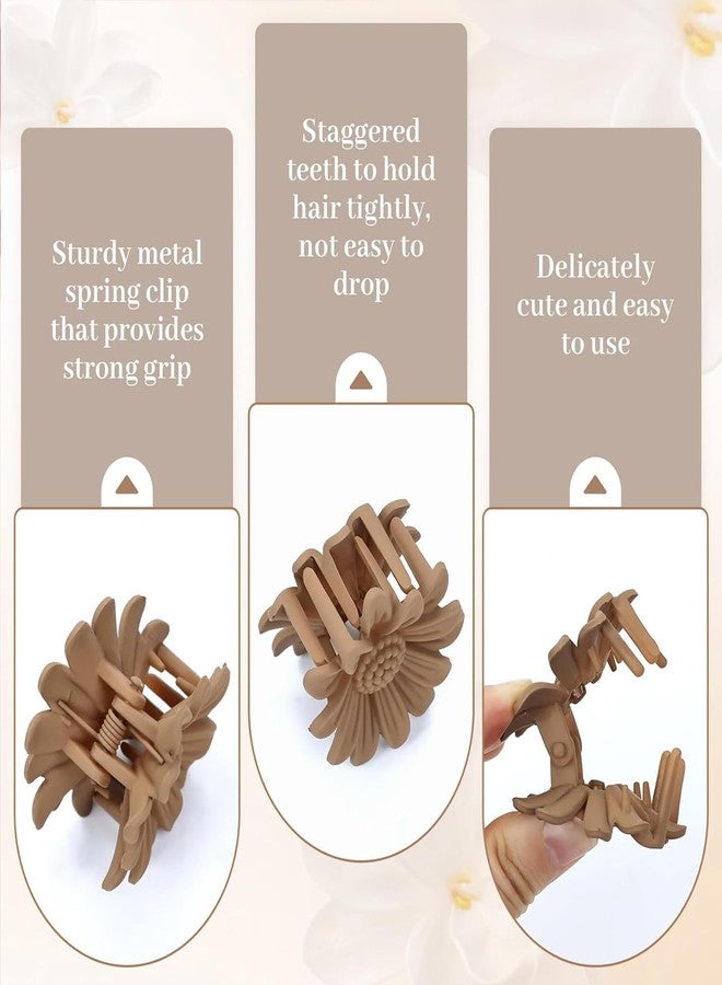 مشابك شعر فاخرة على شكل زهرة - 4 قطع من مشابك الشعر الكورية الأنيقة للنساء، مجموعة مشابك شعر على شكل زهرة | إكسسوارات شعر زهرية لطيفة للنساء والفتيات - Image 2