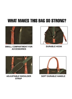 MOUNTHOOD MOUNTHOOD Duffle Bag for Men and Women-Premium Quality Long Lasting Canvas with Faux Leather-Green  - Image 3