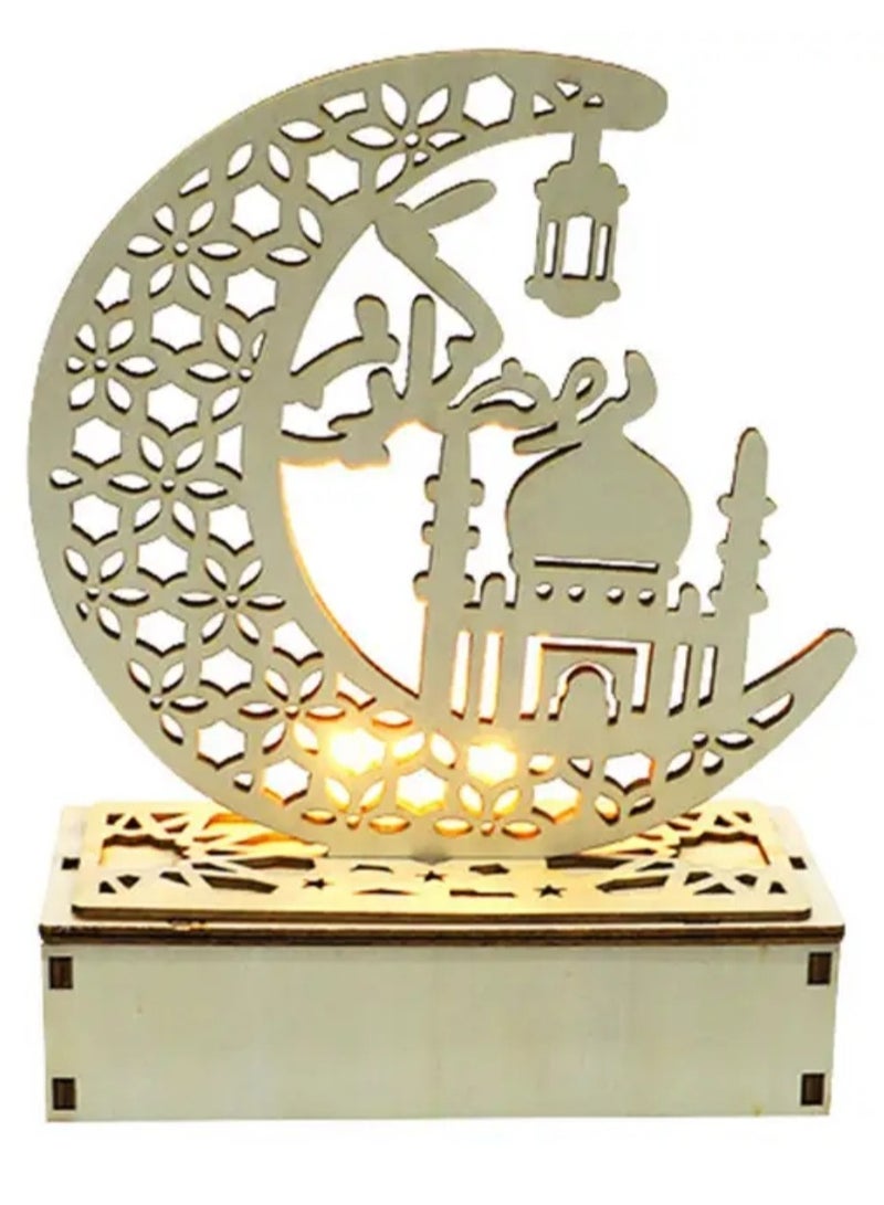 Grneric Wood Ramadan Kareem Table Lamp with Mosque Décor – 19 × 14 cm | Elegant Ramadan & Eid Lighting - Image 2
