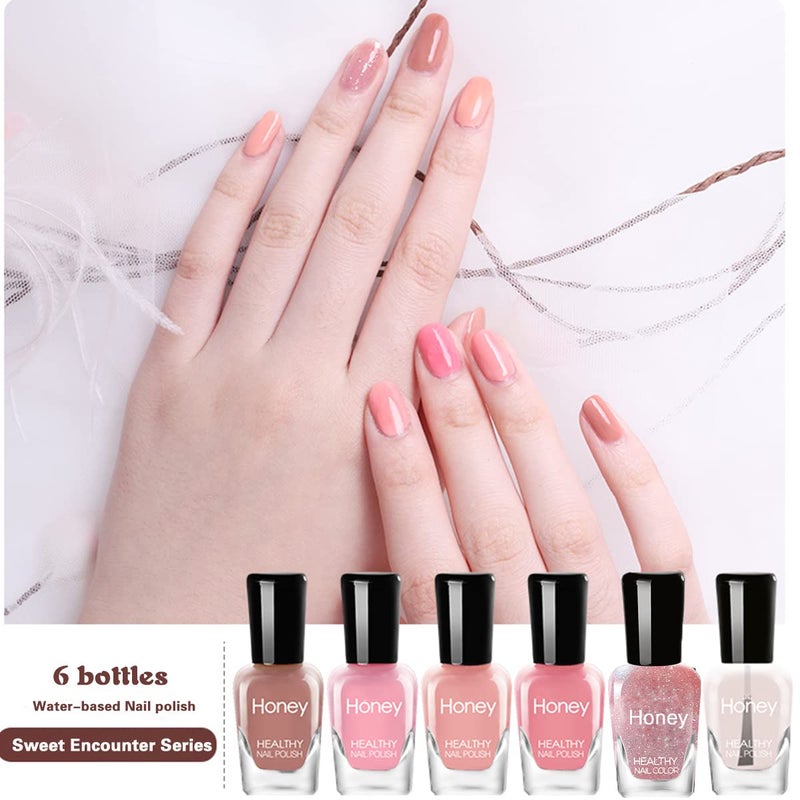 Tophany Non Toxic, Easy Peel Off and Fast Dry Nail Polish Set for Pack, Eco Friendly & Organic Water Based Nail Polish for Women,Teens (6 Bottles, 5ML) - Image 2