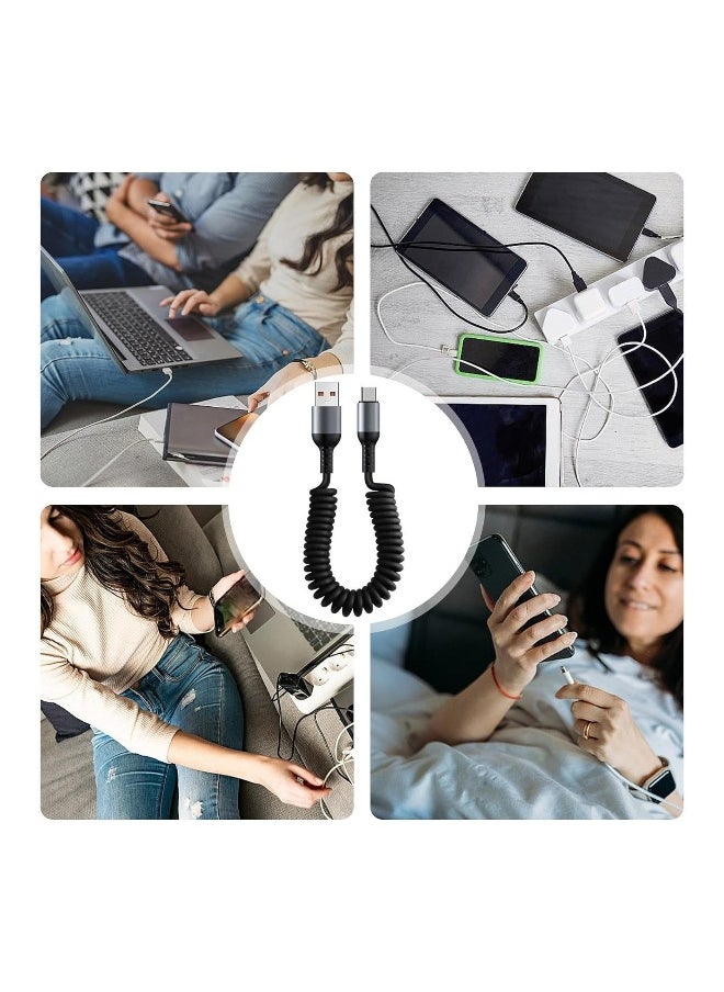 Generic Type C Cable USB C to USB A Cable Rapid Charger Durable Nylon Braided USB C Charging Cable Type C Charger Retractable Fast Charging Coiled Cable for Most Smartphones Tablets Laptops  - Image 1
