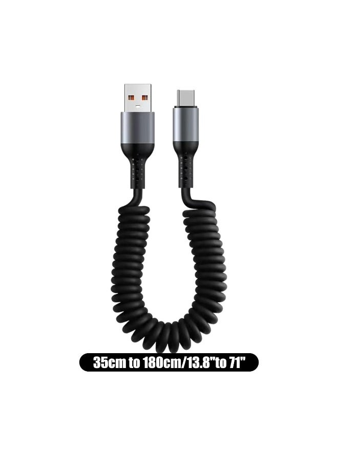 Generic Type C Cable USB C to USB A Cable Rapid Charger Durable Nylon Braided USB C Charging Cable Type C Charger Retractable Fast Charging Coiled Cable for Most Smartphones Tablets Laptops  - Image 4