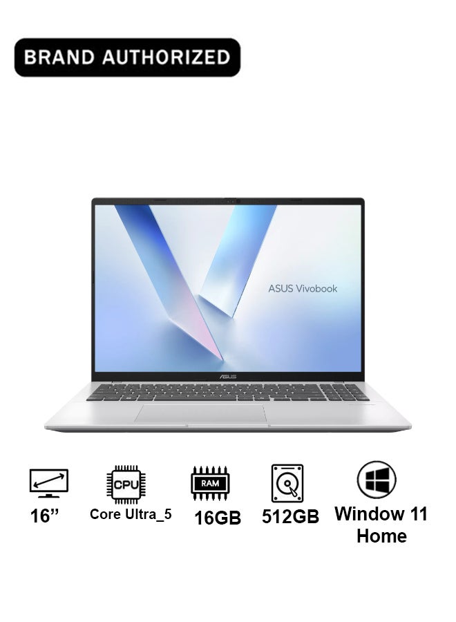 ASUS Core Ultra 5/16GB/512GB M.2 NVMe™ PCIe 4.0 SSD/Intel Graphics/Windows 11 Home/16/ Cool Silver - Image 1