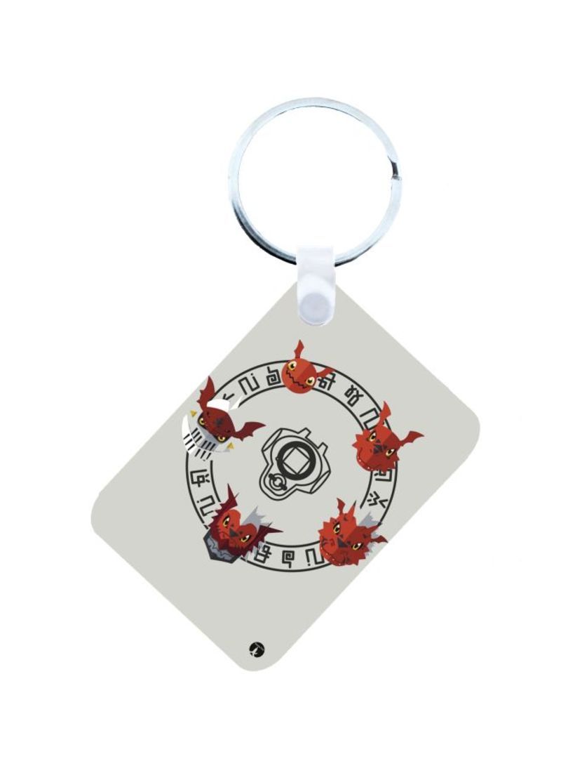 RKN The Anime Digimon Printed Keychain Grey/Red/Black