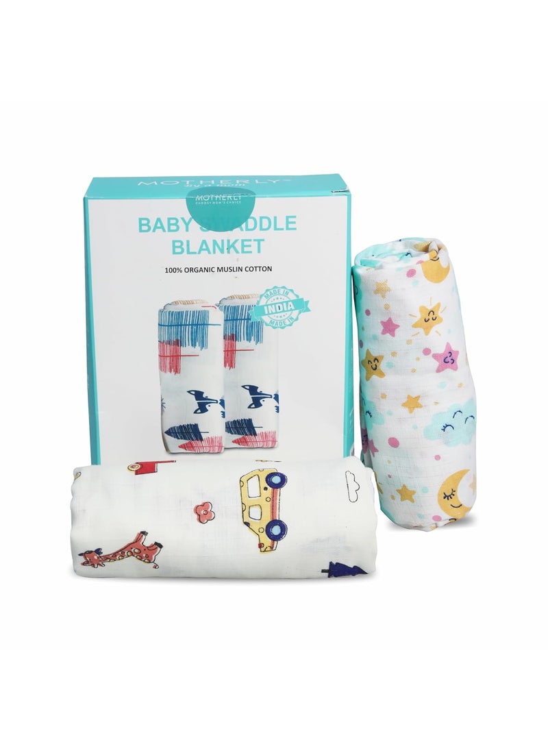 Motherly Motherly Muslin Baby Swaddle Wrap Burping Cloth for Newborn Baby, Malmal Baby Swaddle Wrap, Dreamy Wrap Cozy Swaddle, Breathable Soft Receiving Blanket for Newborn Boys & Girls Infant Gift (Pack of 2)  - Image 1