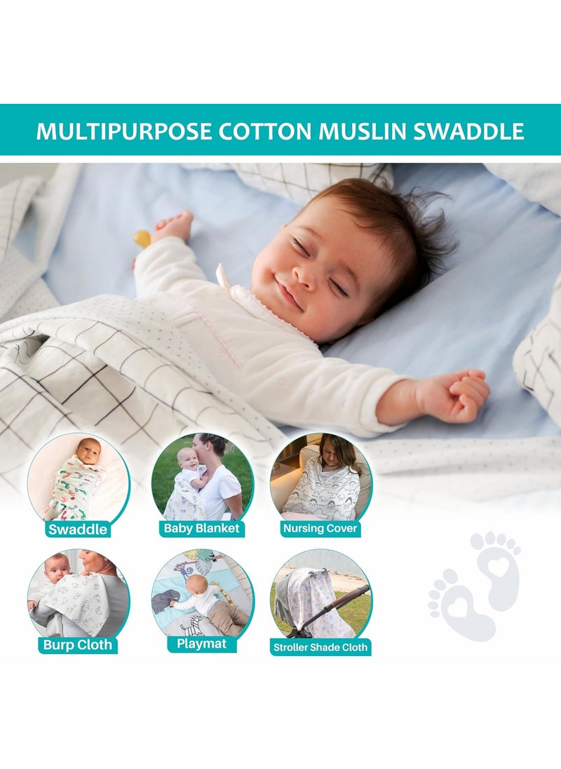 Motherly Motherly Muslin Baby Swaddle Wrap Burping Cloth for Newborn Baby, Malmal Baby Swaddle Wrap, Dreamy Wrap Cozy Swaddle, Breathable Soft Receiving Blanket for Newborn Boys & Girls Infant Gift (Pack of 2)  - Image 2