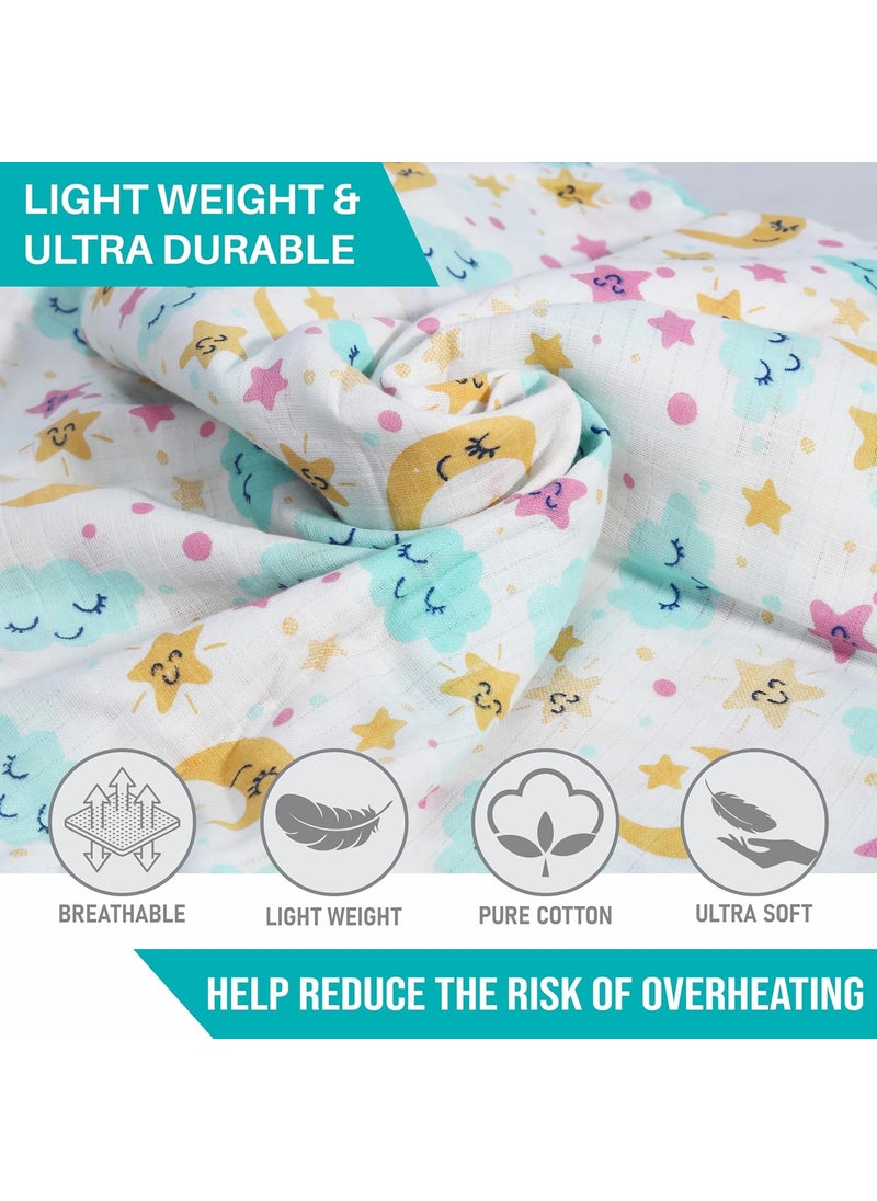 Motherly Motherly Muslin Baby Swaddle Wrap Burping Cloth for Newborn Baby, Malmal Baby Swaddle Wrap, Dreamy Wrap Cozy Swaddle, Breathable Soft Receiving Blanket for Newborn Boys & Girls Infant Gift (Pack of 2)  - Image 3