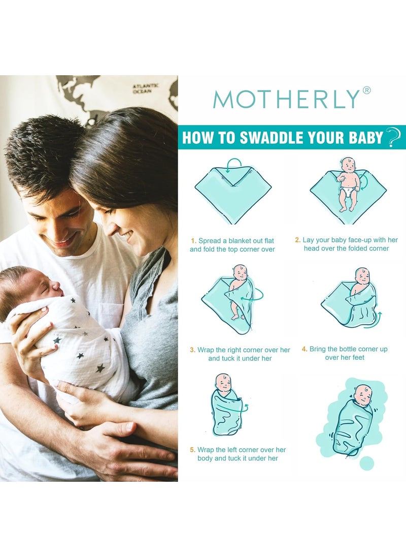 Motherly Motherly Muslin Baby Swaddle Wrap Burping Cloth for Newborn Baby, Malmal Baby Swaddle Wrap, Dreamy Wrap Cozy Swaddle, Breathable Soft Receiving Blanket for Newborn Boys & Girls Infant Gift (Pack of 2)  - Image 4