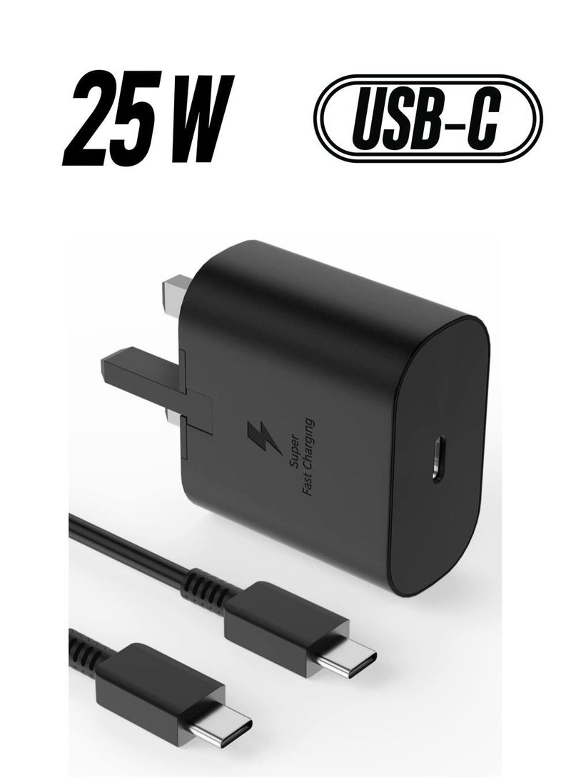 25W Fast Charger for Samsung Galaxy S23, S23+, S22, S22Ultra, S22+, S21, S20, A32, A33, A53, A73, USB C Super Fast Charger Plug with 1.5m Type C Charging Cable - Image 1