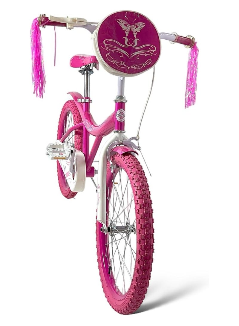 AL BADER Freestyle Kids Bike 20 Inch Bicycle for Girls Ages 8-16 Years, Pink Color, With Kickstand, Colored Air Tires, With Small Bag, Hand & Foot Brakes, High Reliability Cycling Kickstand. - Image 3