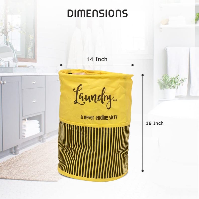 Aqsaa Laundry Storage Bag Basket with 45L Capacity NonWoven Fabric and Waterproof Material Reversable Foldable and easy to Store Lightweight and Sturdy Quality Yellow - Image 3