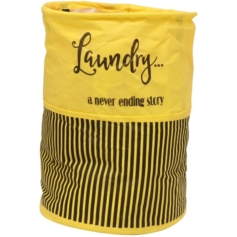 Aqsaa Laundry Storage Bag Basket with 45L Capacity NonWoven Fabric and Waterproof Material Reversable Foldable and easy to Store Lightweight and Sturdy Quality Yellow - Image 1