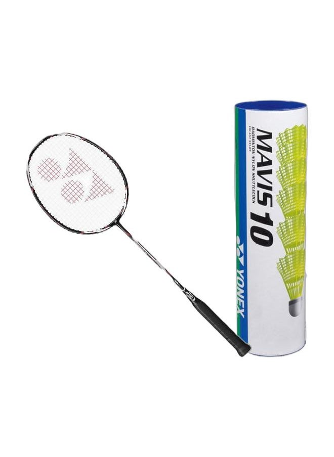 Yonex 4U/G4 Voltric Series Black/Red Badminton + Mavis 10 Yellow Middle1*6 Pack  - Image 1