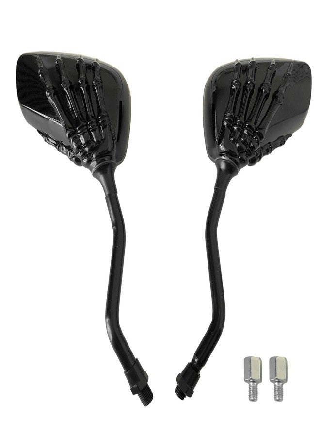 MOTLTECH Motorcycle Mirrors Universal 8mm/10mm Skull Hand Motorcycle Rear View Side Mirrors for Harley Honda Kawasaki Suzuki Yamaha,black - Image 1