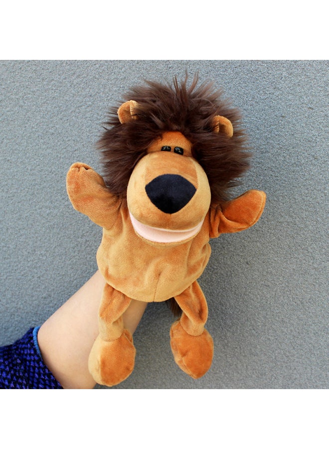 Full-body Hand Doll Toy Animal Gloves Doll Open Mouth Ventroll Doll Parent-child Interactive Performance Early Childhood Education-Color:Lion (mouth Can Move)-Height:30cm Large Hand Puppet  - Image 1