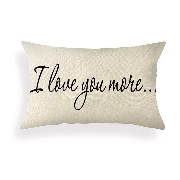 Farmhouse Pillow Covers with I Love You More Quotes 12 x 20 Lumbar Pillow Covers Home Decorative Linen Cushion Case for Sofa Couch Housewarming Gifts Family Room Dcor