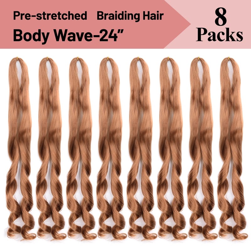 Luoyudu French Curl Braiding Hair 8packs Loose Wavy 30# Pre Stretched Synthetic Spiral Curly Crochet Braiding Hair 24 inch Synthetic 75g/pack French Curly Crochet Hair (24inch,8packs,30#) - Image 4