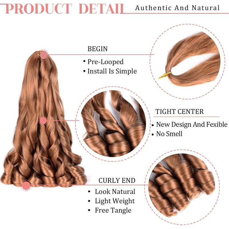 Luoyudu French Curl Braiding Hair 8packs Loose Wavy 30# Pre Stretched Synthetic Spiral Curly Crochet Braiding Hair 24 inch Synthetic 75g/pack French Curly Crochet Hair (24inch,8packs,30#) - Image 3