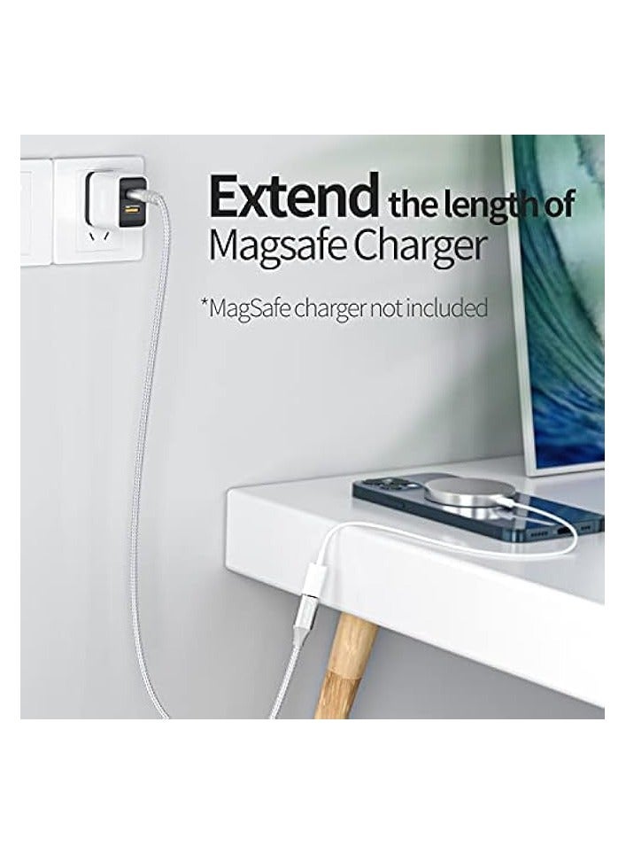فاسجير كابل تمديد USB C: سلك موسع من النوع C ذكر إلى أنثى متوافق مع شاحن Magsafe | ماج شحن لاسلكي آمن | جميع الأجهزة من النوع C 2.0 - نقل بيانات بسرعة 480 ميجابت في الثانية (6 أقدام، أبيض) - Image 2