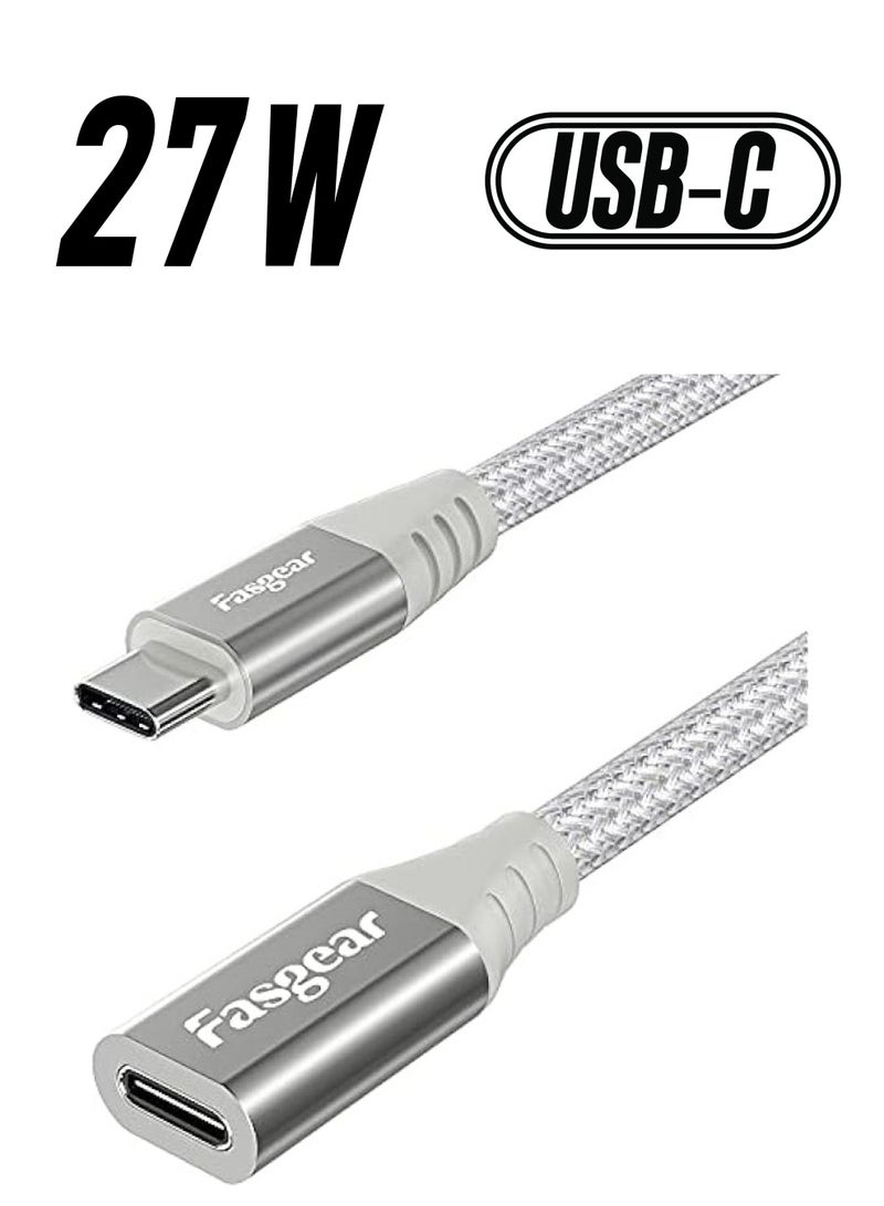 فاسجير كابل تمديد USB C: سلك موسع من النوع C ذكر إلى أنثى متوافق مع شاحن Magsafe | ماج شحن لاسلكي آمن | جميع الأجهزة من النوع C 2.0 - نقل بيانات بسرعة 480 ميجابت في الثانية (6 أقدام، أبيض) - Image 1