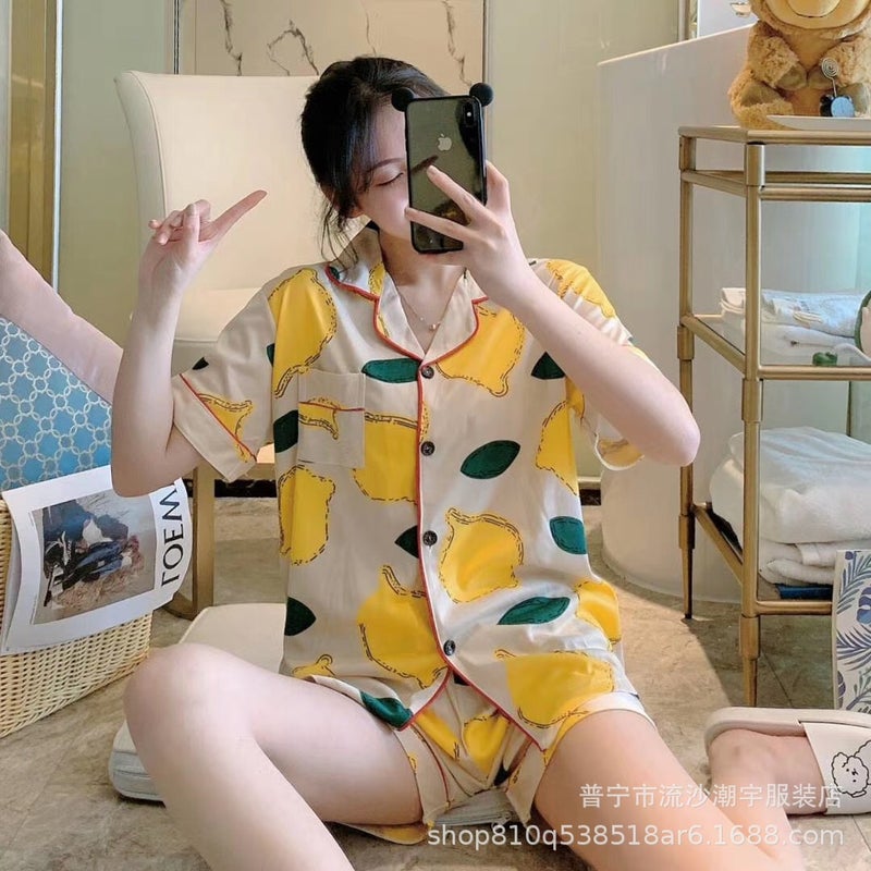 بدلة بيجاما قصيرة الأكمام من إندونيسيا وماليزيا للنساء مع ياقة، مبيعات جيدة - Image 4