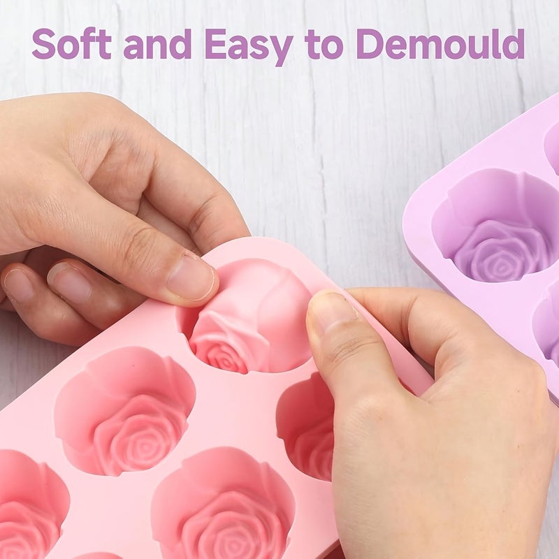 Pink Silicone Rose Molds For Chocolate Jelly Soap Ice Cream Cupcake Decorations - Image 4