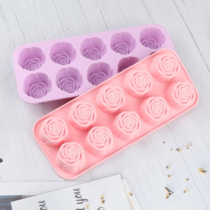 Pink Silicone Rose Molds For Chocolate Jelly Soap Ice Cream Cupcake Decorations - Image 5