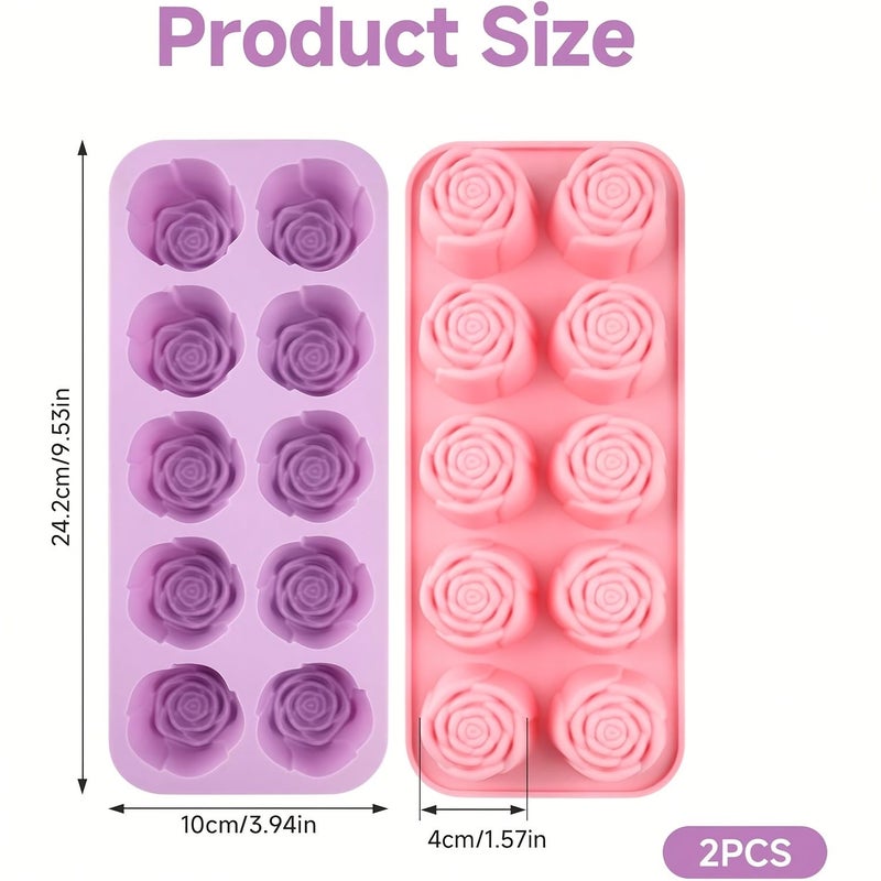 Pink Silicone Rose Molds For Chocolate Jelly Soap Ice Cream Cupcake Decorations - Image 3