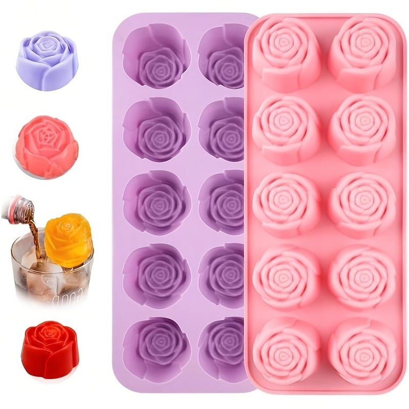 Pink Silicone Rose Molds For Chocolate Jelly Soap Ice Cream Cupcake Decorations - Image 1