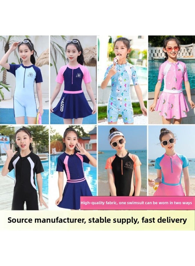 Loquat Quick-drying Children's Swimsuit Swimming Trunks Set Small And Medium-sized Children's Swimsuit Set Seaside Hot Spring Direct-Color:8176 Lake Blue- - Image 2