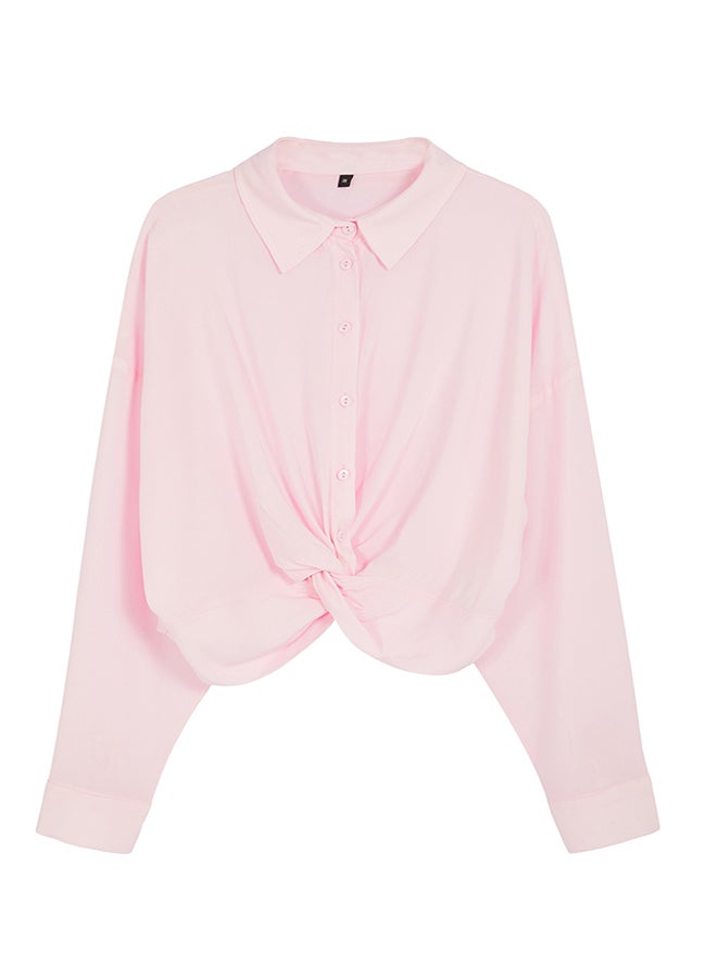 Pink Knot Detailed Woven Blouse TWOSS23BZ00442