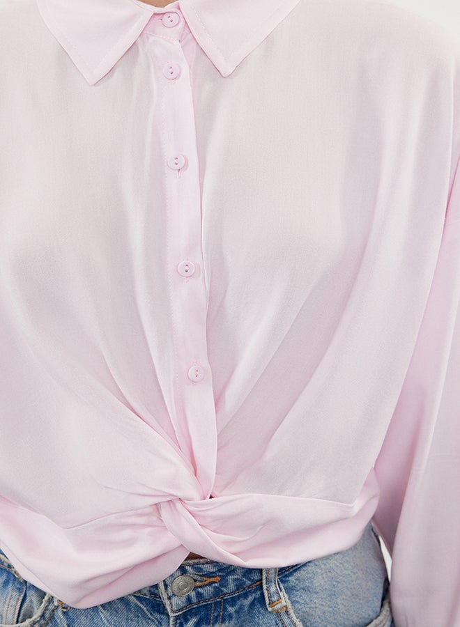 Pink Knot Detailed Woven Blouse TWOSS23BZ00442
