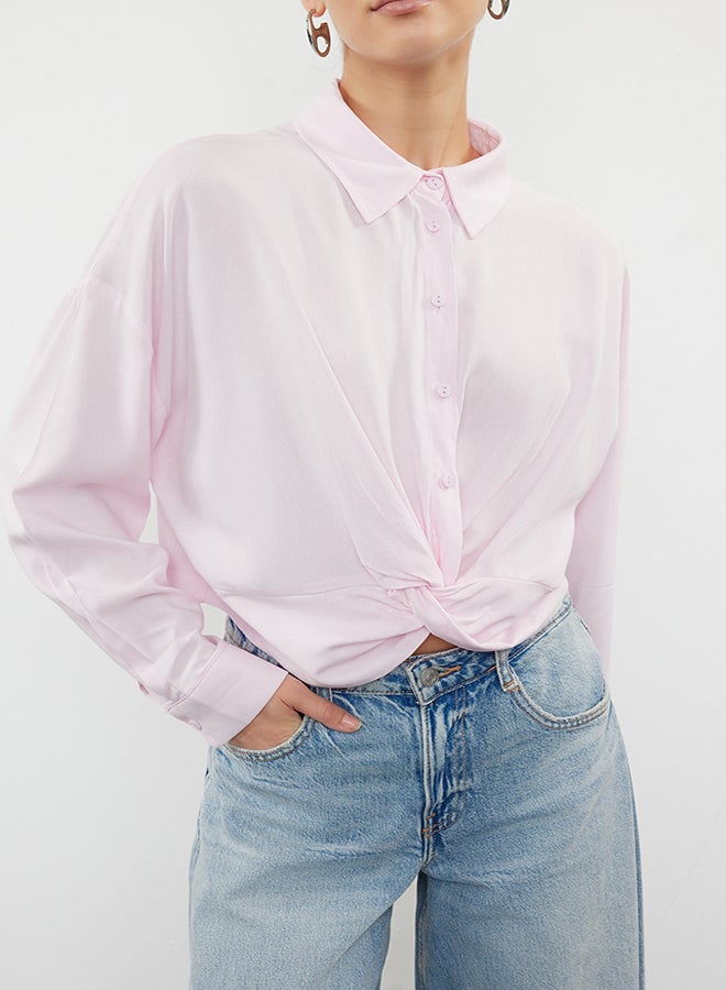 Pink Knot Detailed Woven Blouse TWOSS23BZ00442