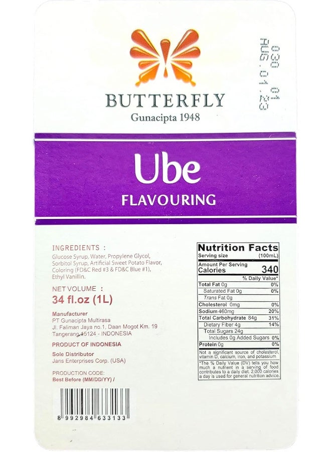 Ube Butterfly مستخلص نكهة البطاطا الأرجوانية من باترفلاي - 1 لتر - Image 2