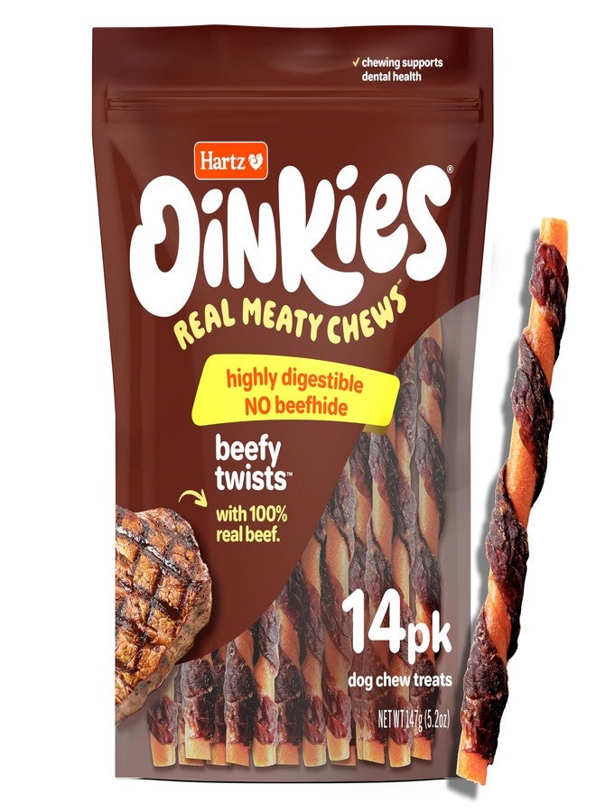 Hartz Oinkies Beefy Twists, 14 Count - Image 1