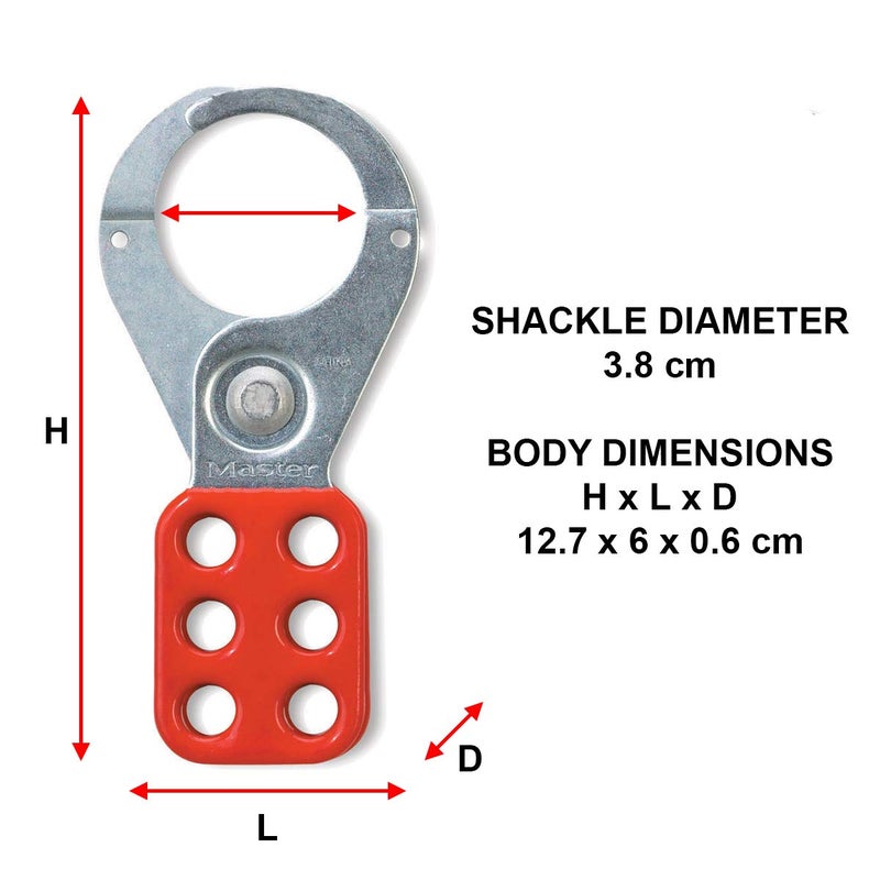 MasterLock 421 Lockout Tagout Hasp with Vinyl-Coated Handle and Extended Jaw, Red, "1-1/2"" Inside jaw Diameter" - Image 2