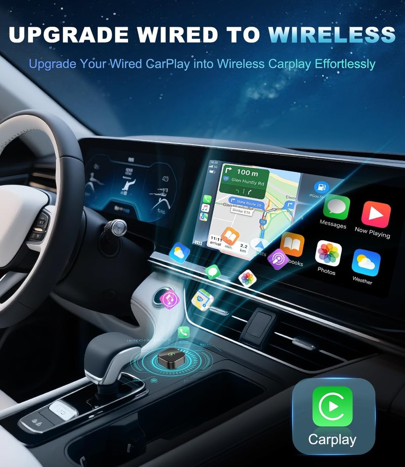 مُحول CarPlay لاسلكي 2025 لجهاز أبل، يتحول محول CarPlay سلكي إلى لاسلكي، تصميم USB-C/نوع C، توصيل و تشغيل، مخصص فقط لسيارات Apple CarPlay وأجهزة iPhone بنظام iOS 10 أو أعلى - Image 3