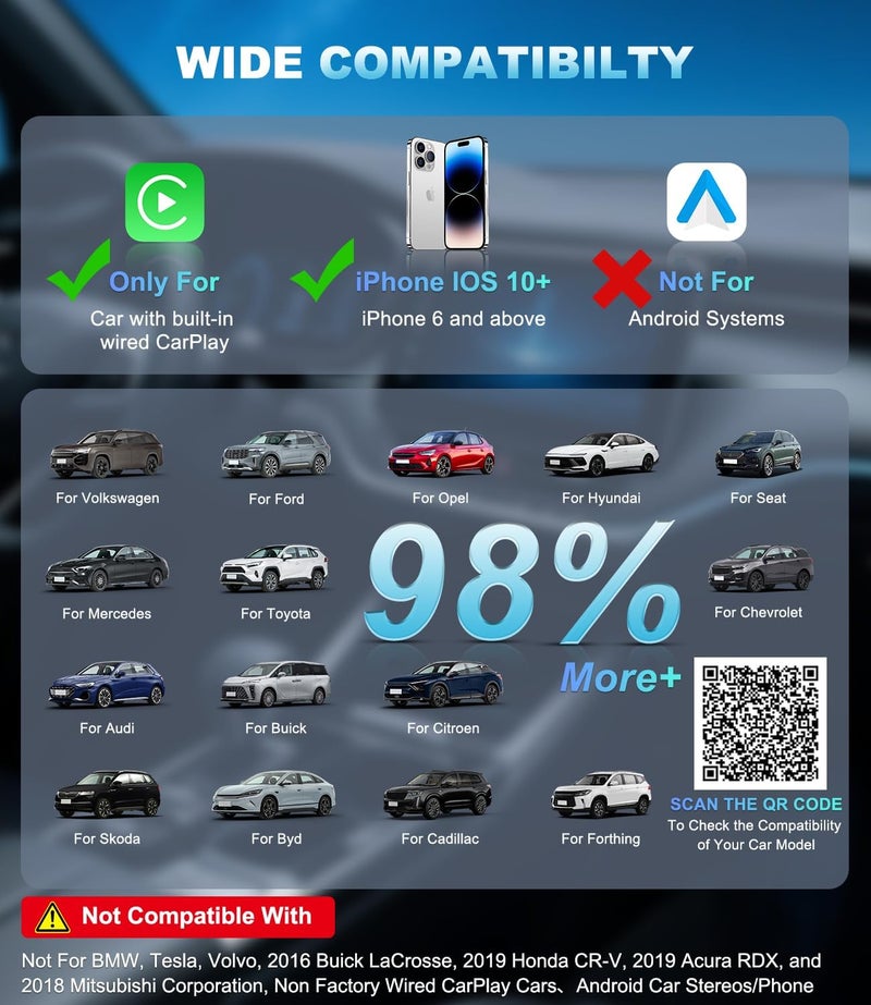مُحول CarPlay لاسلكي 2025 لجهاز أبل، يتحول محول CarPlay سلكي إلى لاسلكي، تصميم USB-C/نوع C، توصيل و تشغيل، مخصص فقط لسيارات Apple CarPlay وأجهزة iPhone بنظام iOS 10 أو أعلى - Image 2
