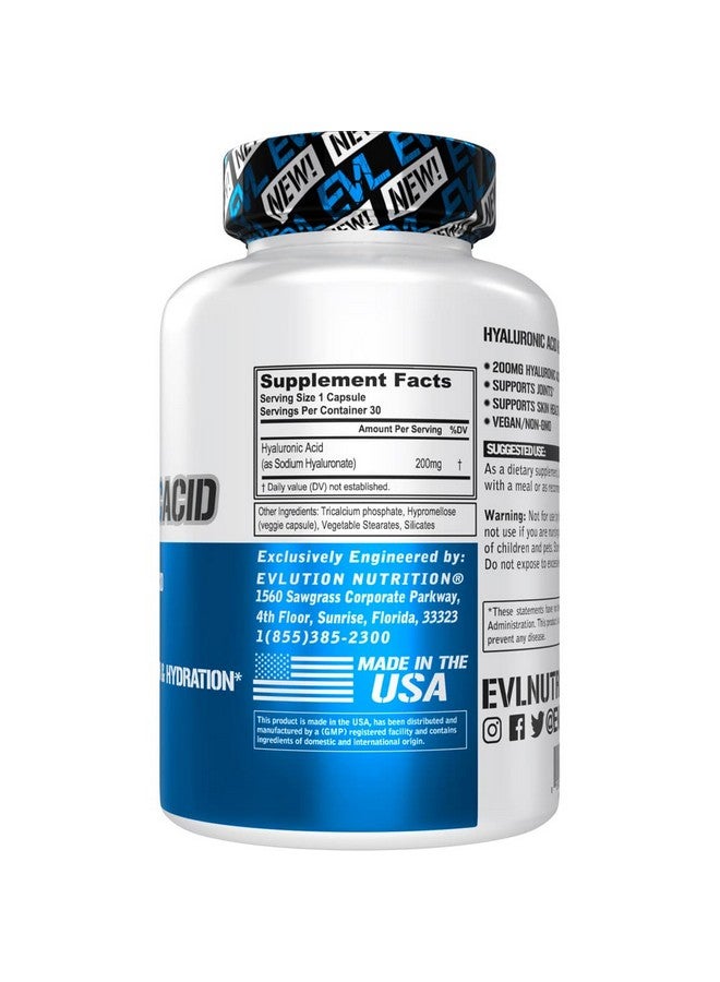 Evlution Vegan Dietary Hyaluronic Acid Supplement Nutrition 200mg Hyaluronic Acid Capsules Dry Skin Supplement for Women and Men for Itchy or Damaged Skin - High Potency Bioavailable Non GMO Formula - Image 2