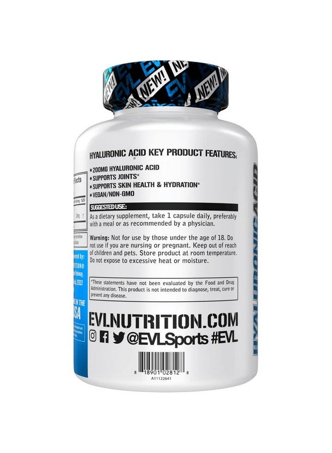 Evlution Vegan Dietary Hyaluronic Acid Supplement Nutrition 200mg Hyaluronic Acid Capsules Dry Skin Supplement for Women and Men for Itchy or Damaged Skin - High Potency Bioavailable Non GMO Formula - Image 3