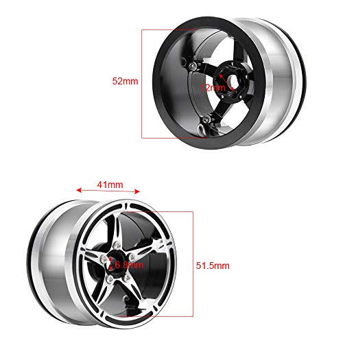 MOHERO 2.2" Beadlock Wheels Rims for 1/10 Scale RC Crawler Car Axial Wraith TRX-4 D90 Pack of 4 (Silver+Black) - Image 3