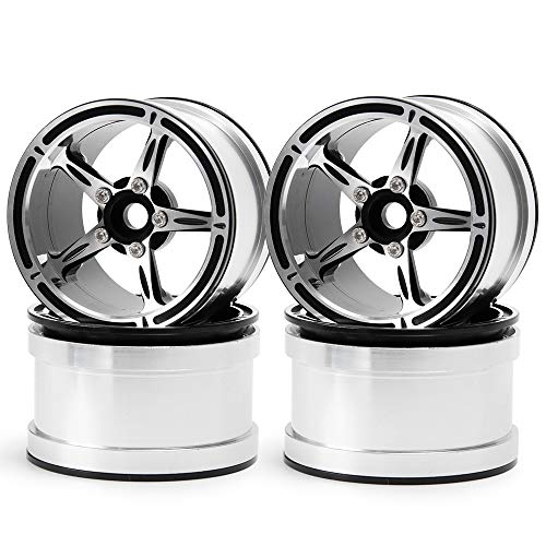 MOHERO 2.2" Beadlock Wheels Rims for 1/10 Scale RC Crawler Car Axial Wraith TRX-4 D90 Pack of 4 (Silver+Black) - Image 2