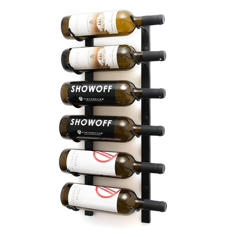 VintageView W Series Wine Rack 2  Single Depth Metal Wall Mounted Wine Rack  Modern Easy Access Wine Storage  Space Saving Wine Rack with 6 Bottle Storage Capacity Matte Black